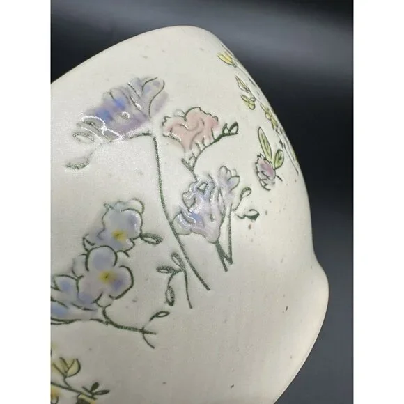 In Homestylez Spring Pressed Garden Flower Cereal Soup Bowl Impressed Floral - Picture 8 of 11